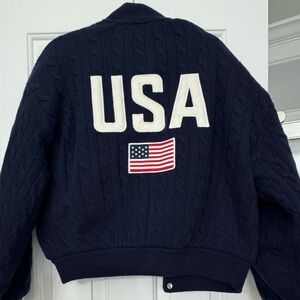 Polo by Ralph Lauren Navy Bomber Jacket with USA Patch
